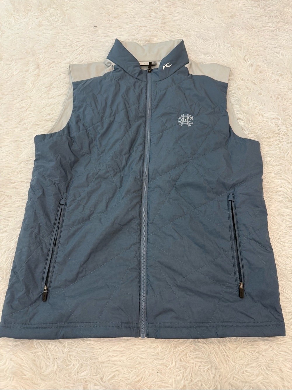 KJUS Retention Vest Men Blue Full Zip Lightweight Golf Lightweight